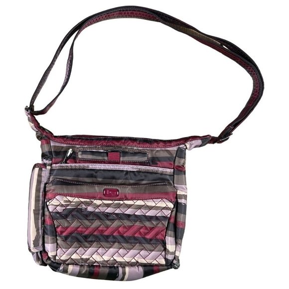 LUG Flutter Crossbody Shoulder Bag Burgundy & Grey, convertible, NWOT - Picture 1 of 11